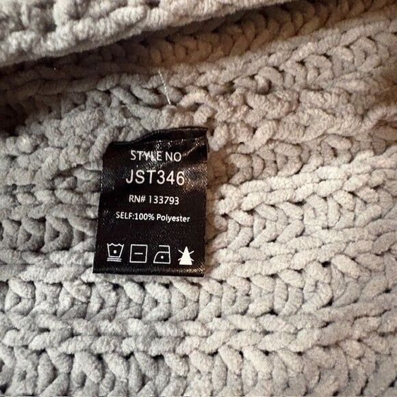 POL Womens Large Gray Chenille Chunky Knit Tank Top Boho Sleeveless - Picture 5 of 8